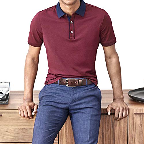 Cinturón de cuero HZHY para hombre, con hebilla antiarañazos, ideal para usar con vestimenta informal, vaqueros y ropa de trabajo, hombre, Type 1-2, 105cm ( Waist 30''- 35'' )