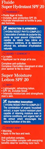 Clarins 57917 Men Fluido Super Hidratante SPF 20, Rostro, 50 ml