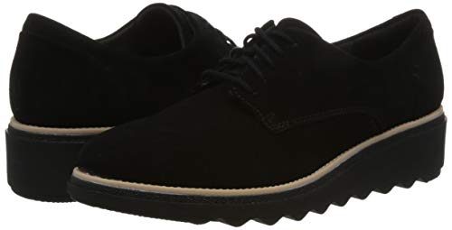 Clarks Sharon Noel, Zapatos de Cordones Derby para Mujer, Negro (Black Nubuck), 41 EU