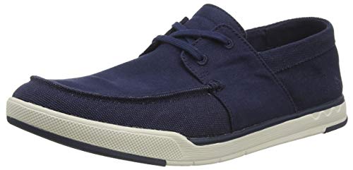 Clarks Step Isle Base, Zapatillas para Hombre, Azul (Navy Canvas Navy Canvas), 45 EU