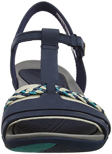 Clarks Tealite Grace, Sandalias con Tira Vertical para Mujer, Azul (Navy), 39 EU