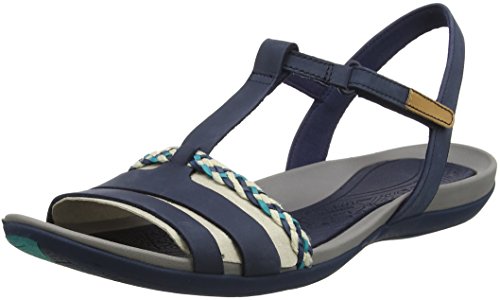 Clarks Tealite Grace, Sandalias con Tira Vertical para Mujer, Azul (Navy), 39 EU