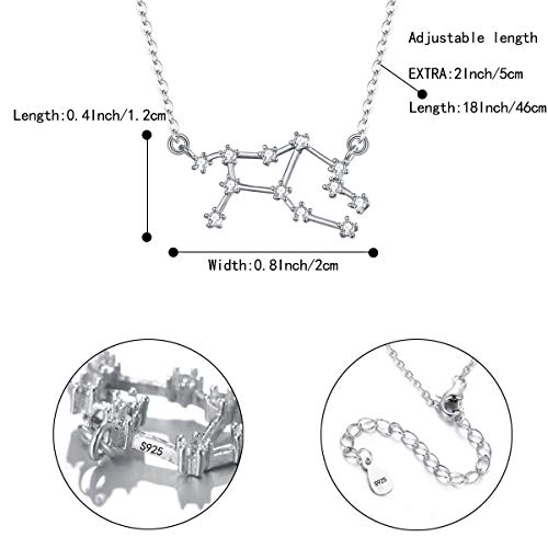 Clearine Mujer Collares Serie de Constelación - Virgo Colgante Plata de Ley 925 Horóscopo Exclusivo para Regalo Boda Novia