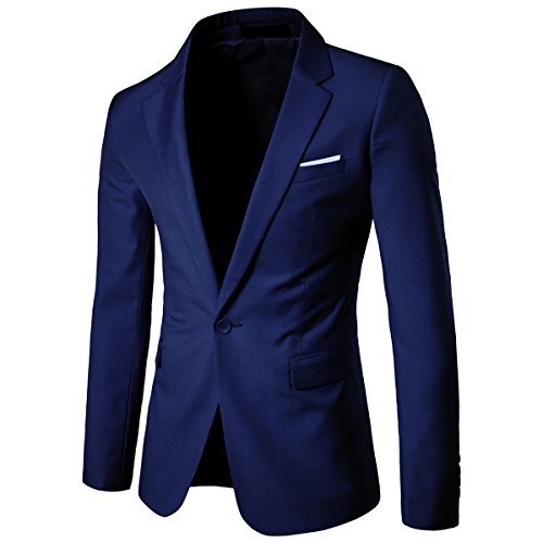 Cloudstyle Traje Suit Hombre 3 Piezas Chaqueta Chaleco pantalon Traje al Estilo Occidental, Azul, S