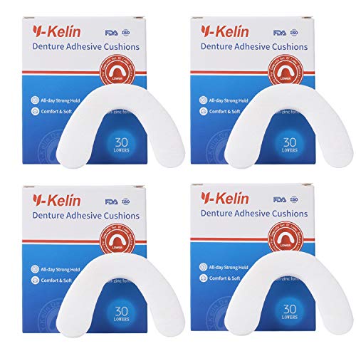 Cojín adhesivo para dentadura inferior Y-Kelin, 30 almohadillas (4 Pack)
