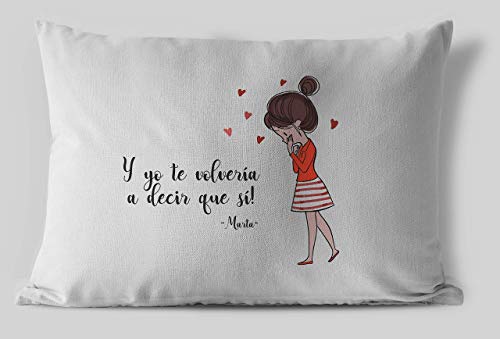 Cojines personalizados con el nombre, tamaño 50x30cm, regalo san valentin novios aniversario, regalos originales y únicos, ideal para decoración sofá o cama