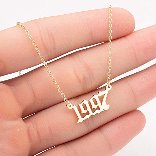 Collar Dressplus 1980 a 2019 Collar Fecha de Nacimiento Especial Número de año Colgante Joyas de cumpleaños Mujeres Niñas (Plata 2018)