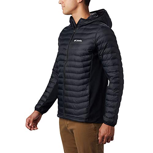 Columbia 1773271 POWDER LITE LIGHT HOODED JACKET, Chaqueta con capucha, Hombre, Aislamiento sintético Hi-Loft, Negro (Black), Talla XXL