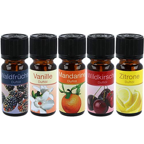 com-four® 10x Diferentes aceites aromáticos - Aroma de habitación Fruta - Aceite aromático para difusores de Aromas, humidificadores de Aire (10 Piezas - Fruta)