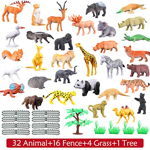 Conjunto de Juguetes Animales de Mini Selva de 54 Piezas,Favoritos de Fiesta de Animales de Mundo Zoológico para Chicos, Conjunto de Juguetes de Animales de Granja Pequeños de Bosque para los Niños