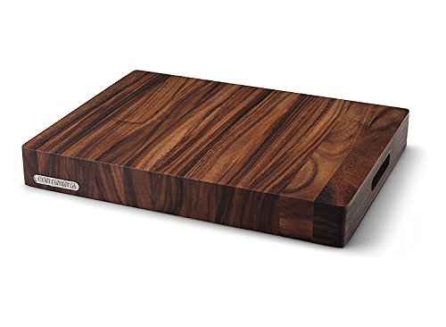 Continenta - Tabla de cocina para cortar - Hecha con madera de acacia, superficie tratada con aceite, madera maciza y emblema de metal.