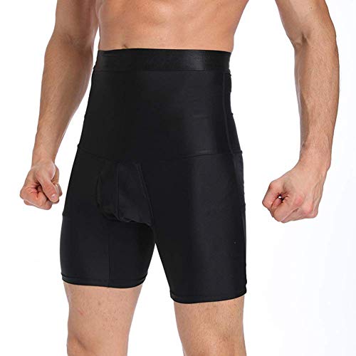 Control de las bragas de los hombres Fajas Fajas adelgaza la talladora del cuerpo de los hombres de la panza de la cintura alta, Control de Informes anti-Curling adelgaza ( Color : Black , Size : M )