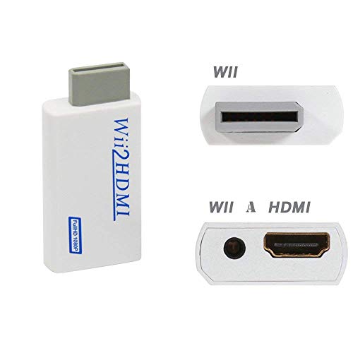 COOLEAD Convertidor Wii a HDMI Adaptador Wii2HDMI Converter Wii to HDMI Conector con Salida de Video Full HD 1080p 720p y Audio de 3.5mm para Wii U Wii smart HDTV Monitor Proyector