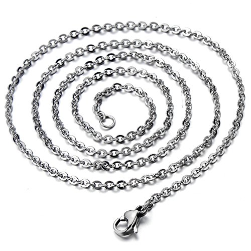 COOLSTEELANDBEYOND Plata Negro Nombre Inicial Letra del Alfabeto C Círculo Colgante, Collar de Mujer Hombre, Acero, 45cm Cadena Cuerda