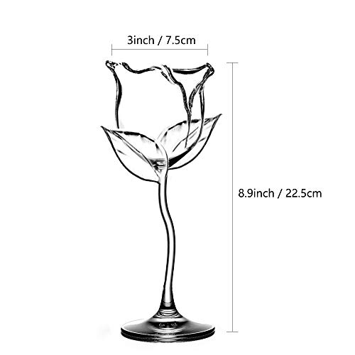 Copa de Vino Tinto Personalizada Forma Creativa de Rosa, Copas de Vino Blanco Elegantes y Simples para el Hogar, la Fiesta, la Idea de Regalo (2Pcs)