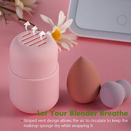 CORNERIA Caja para Beauty Blender - Estuche de viaje Beauty Sponge Blender, Estuche de esponja de silicona reutilizable y lavable (Polvo)