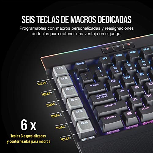 Corsair K95 RGB Platinum - Teclado mecánico Gaming (Cherry MX Speed, retroiluminación multicolor RGB, QWERTY Español), negro [España]