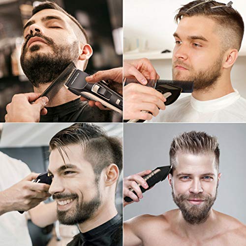 Cortapelos Hombre, Nivlan Cortapelos Profesional Recargable Motor Silencioso Cuchilla Cerámica, Máquina de Cortar Pelo Barba Inalámbrica Negro, Pantalla LCD, Recortador Pelo Barba Kit Familia