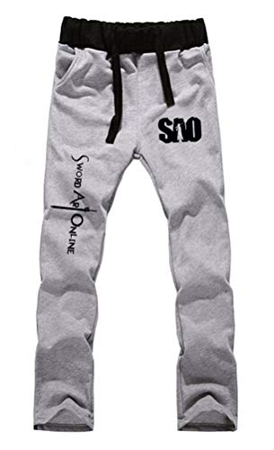 Cosstars Anime Sword Art Online Sao Jogger Pantalones Deportivos Cosplay Disfraz Largos Sweat Pants Noos Trousers con Bolsillos Gris 4 XXXL