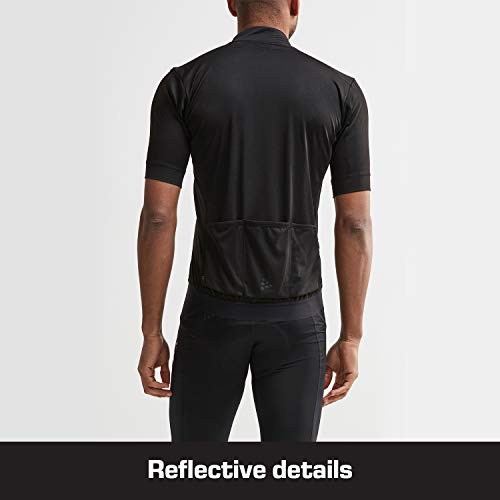 Craft Essence Full Zip Short Sleeve UPF 25+ Cycling Bike Jersey Camiseta, Hombre, Negro, Large