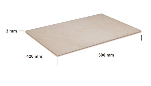 Creative Deco 10 x A3 Tablero Contrachapado | 420 x 300 x 3 mm (+/- 0.5mm) | Madera Maciza Abedul para Bricolaje, Manualidades | Ideal para Pirograbado, Corte por Laser, CNC Router, Modelado, Calado