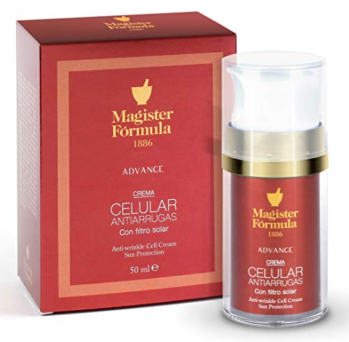 Crema Celular Antiarrugas 50 ml | Con Protector Solar SPF15 | Mujer y Hombre | Ácido Hialurónico | Antiedad, Antimanchas, Hidratante y Nutritiva | Día y Noche | Magister Fórmula