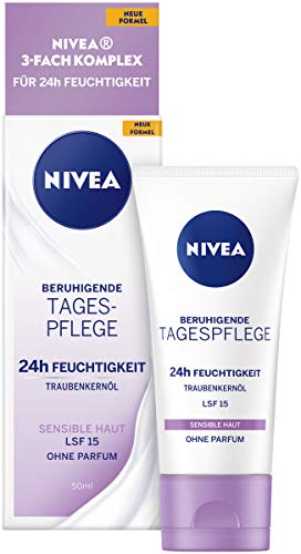 Crema de día relajante Nivea 24 h de hidratación para piel sensible SPF 15 oh, 50 ml