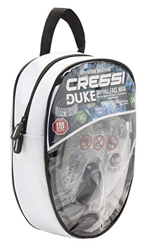 Cressi Duke Dry Full Face Mask Mascara de Buceo Snorkel Seca Cara Completa, Unisex Adulto, Negro/Rosa, M/L