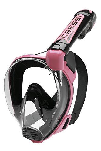 Cressi Duke Dry Full Face Mask Mascara de Buceo Snorkel Seca Cara Completa, Unisex Adulto, Negro/Rosa, M/L