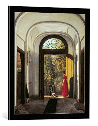 Cuadro con Marco: Carel Lodewijk Hansen Die Frau und Der Sohn Des Künstlers im Vestibül ihres Hauses an Der Lijbaansegracht - Impresión artística Decorativa con Marco, 55x65 cm, Negro/Canto Gris