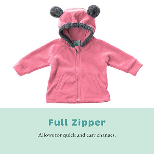 Cuddle Club Chaqueta Polar niño/niña Ropa Bebé y Niño de 0 a 5 años – Abrigo/Disfraz Bebé para Exterior con Cremallera y Capucha – BearFleeceJacketPink2T