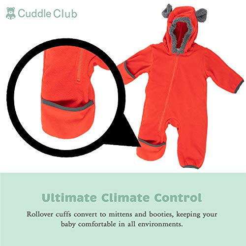 Cuddle Club Mono Polar Bebé para Recién Nacidos a Niños 4 Años - Pijamas Infantiles Chaqueta de Invierno Abrigo Polar Niño Mono de Niños - BearRed0-3m