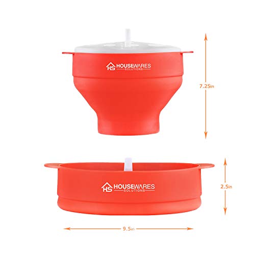 Cuenco plegable de silicona para palomitas de maíz de aire caliente de microondas con tapa y asas