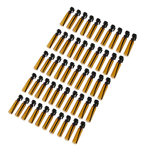 CUTICATE 50x 1 Ml Ámbar Botellas De Vidrio Vacías Mini Ampollas Recipientes Rellenables Fragancia Perfume Tubos De Muestra para Viaje Fiesta Citas Maquillaje H