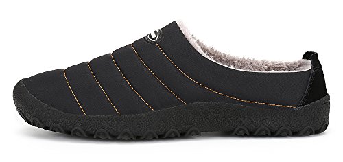 DAFENP Zapatillas de Casa para Hombre/Mujer,Unisex Zapatillas Fluff Antideslizantes Invierno Cálido Confortables Casa Interior/Intemperie,XZ322-black-EU45