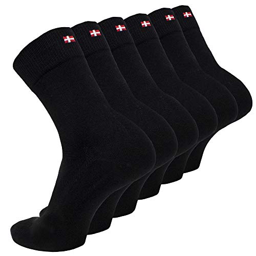 DANISH ENDURANCE Calcetines de Bambú 6 Pares (Negro, EU 39-42)