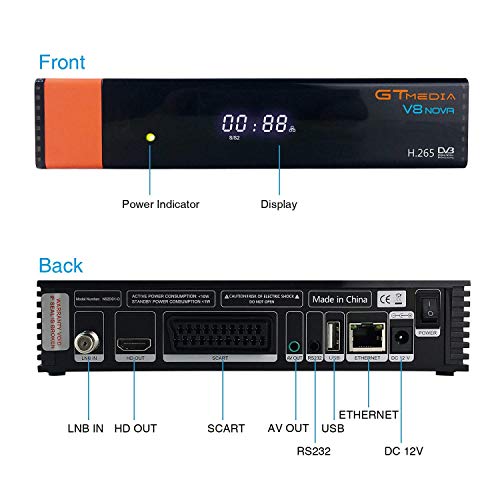 Decodificador Satelite -- GT MEDIA V8 Nova -- Receptor de TV por Satélite DVB-S/S2 Astra 19.2E con WiFi Ethernet SCART HEVC H.265 1080P Full HD