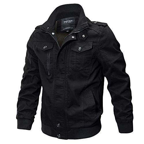 DEELIN Ropa De Hombre De Gran TamañO Moda Invierno Guapo Abrigo Militar TáCtico Chaqueta Transpirable Luz Cazadora Chaqueta Abrigo (M, Negro)