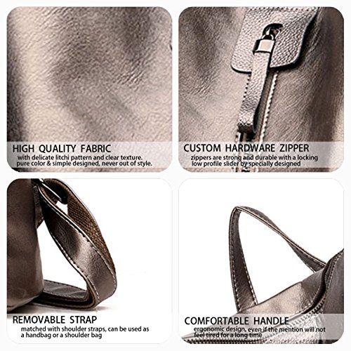 DEERWORD Para mujer Bolsos mochila Bolsos bandolera Carteras de mano Mochila escolar Bolsa para portátil Cuero Caqui