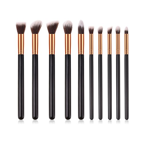 Demarkt 10x brochas de maquillaje belleza negro Maquillaje de Ojos Rubor Contorno de los Labios Corrector Brochas Cosméticas 24 * 12 * 1.2cm