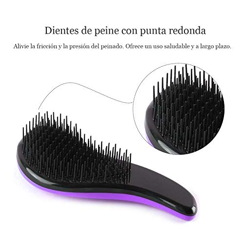 Demarkt Mejor Cepillo de Pelo Peines Tangle-Free Gran Grueso Ondulado Rizado o Cabello Fino Sobre Mujeres Niñas（Violeta)