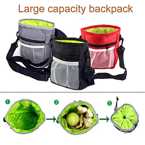 DERU Bolsa de Entrenamiento para Perros, Bolsa para Entrenamiento Portátil, Bolsa para Golosinas para Mascota, Bolsa Premios Perro Resistente Al Agua con Dispensador de Bolsa Caca(Negro)