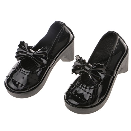 Desconocido Zapatos de Tacón Fashion Muñecas Grueso Lolita Bowknot Redonda con Punta para 1/3 BJD - Negro
