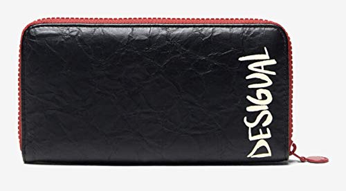 Desigual Arty Message Craft Zip Around Long Wallet Negro