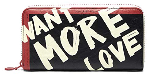 Desigual Arty Message Craft Zip Around Long Wallet Negro