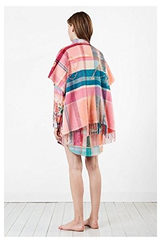 Desigual Poncho Love Tartan, algodón, ocralo, 70 x 45 x 2 cm