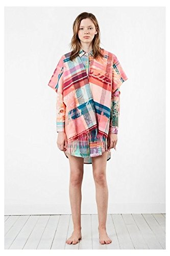 Desigual Poncho Love Tartan, algodón, ocralo, 70 x 45 x 2 cm