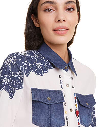 Desigual Shirt Frida Camisa, Blanco (Blanco 1000), S para Mujer