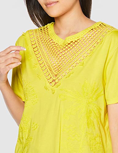 Desigual TS_Tropic Thoughts Camiseta, Amarillo (Blazing 8035), Medium para Mujer