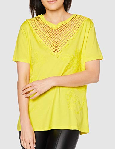 Desigual TS_Tropic Thoughts Camiseta, Amarillo (Blazing 8035), Medium para Mujer